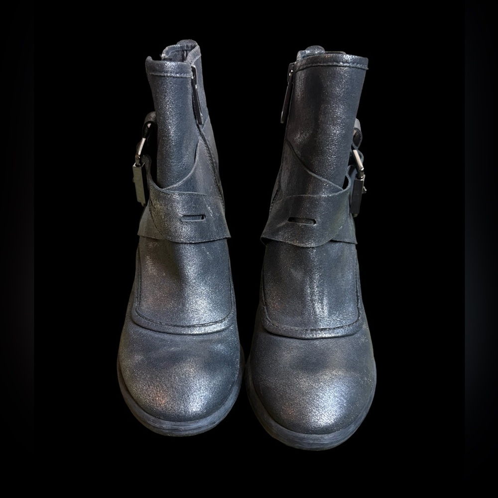 Donald J. Pliner Metallic Black Combat Boots